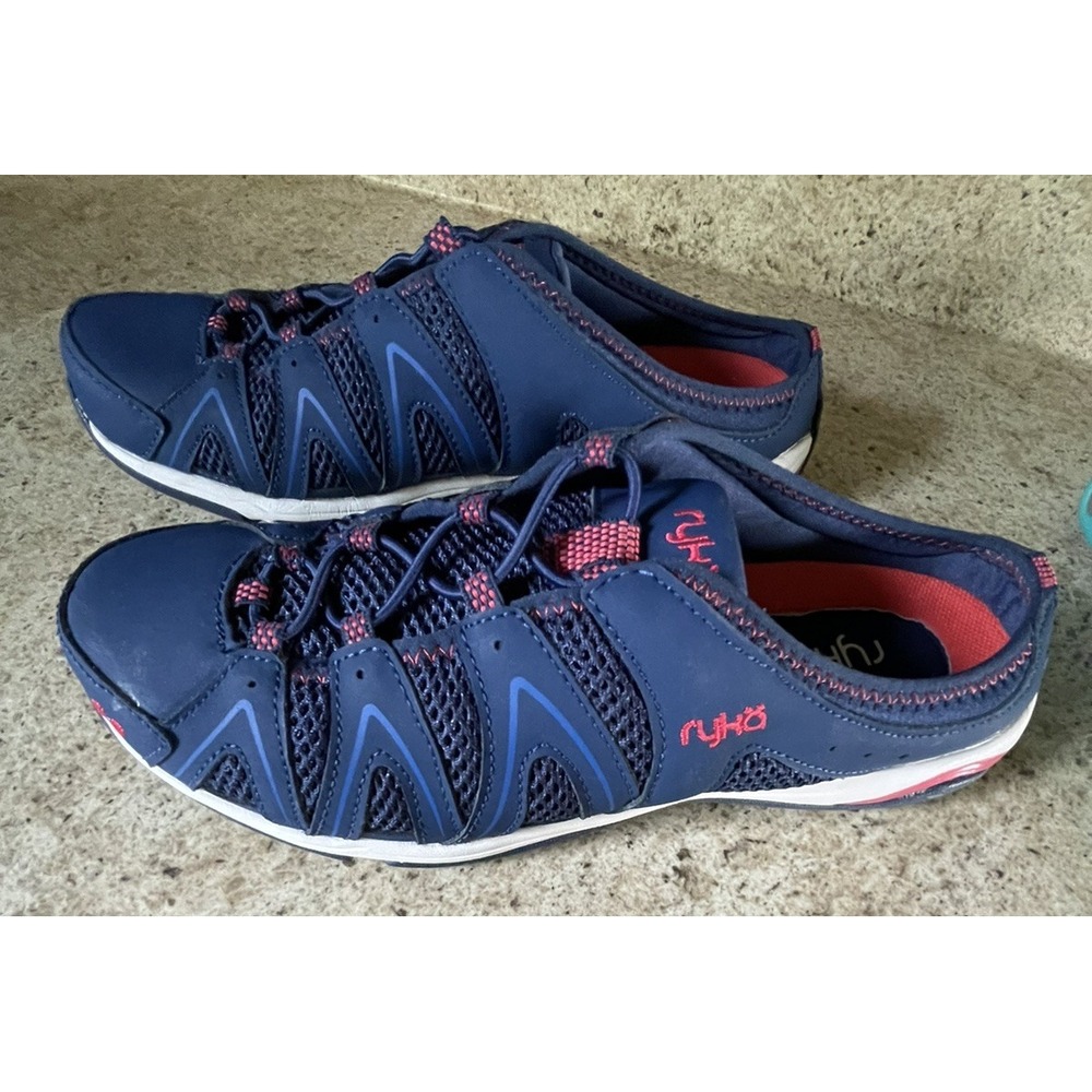 Ryka Tangie Womens Size 9 Blue Leather‎ Mesh Slip On Low Back Shoes
